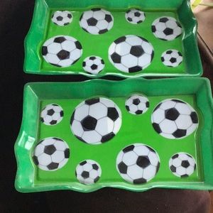 Set of 2 plastic soccer tray